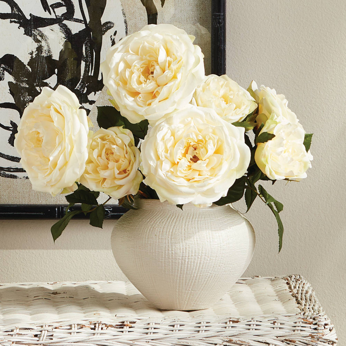 English Rose Faux Floral Stems, Cream